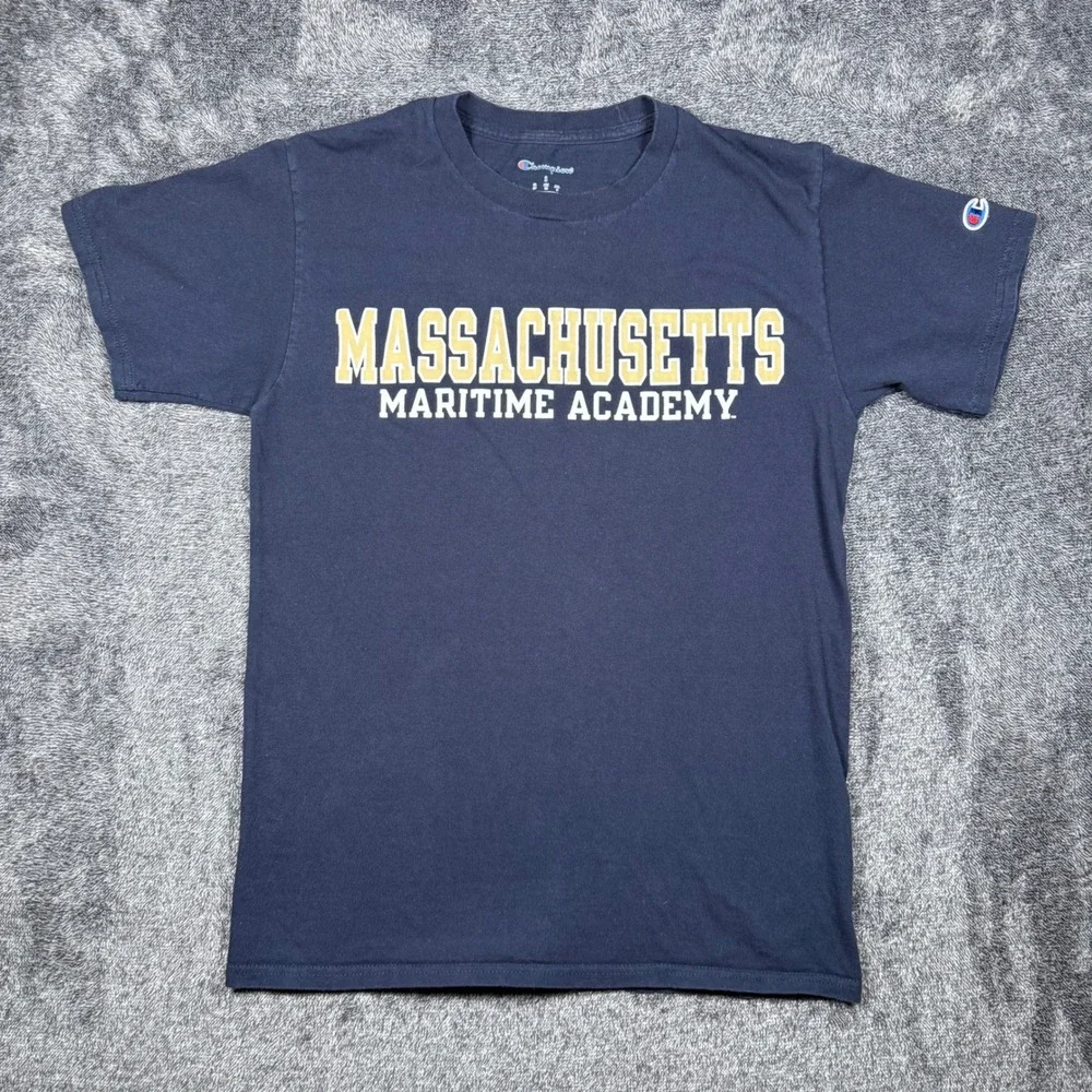 Champion Massachusetts Maritime Academy Graphic T-Shirt Mens Small Navy Blue S - Picture 1 of 5